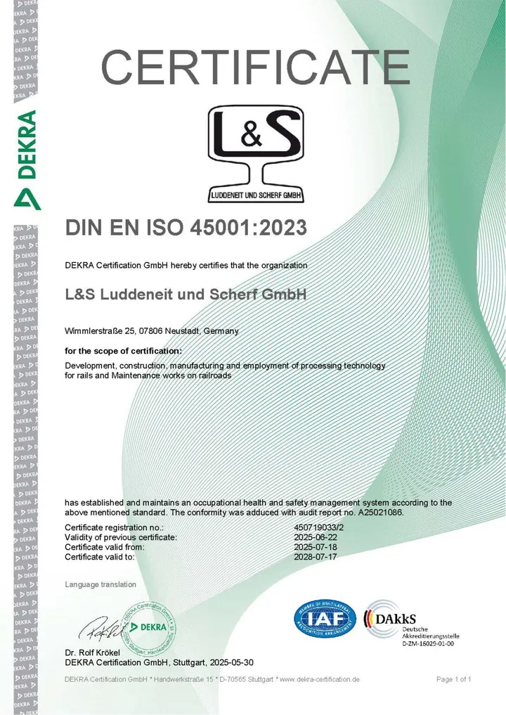 Zertifikat ISO 45001