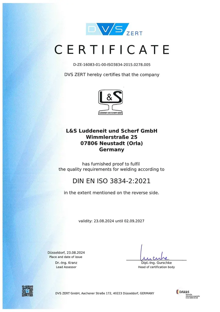 Zertifikat ISO 3834