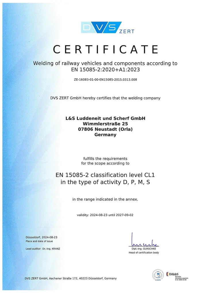 Zertifikat ISO 15085